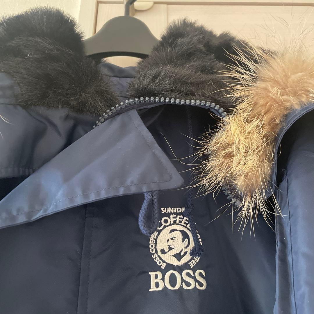 ボスジャン BOSS COFFEE ファー付きジャケット L ネイビー
