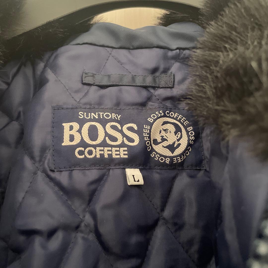 ボスジャン BOSS COFFEE ファー付きジャケット L ネイビー