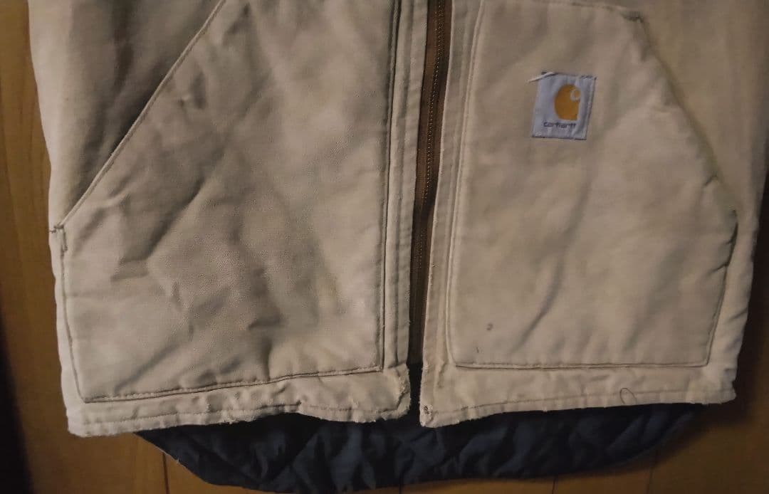 【激渋】90s USA製 Carharttダックベスト 腰ゴムM フェード 古着