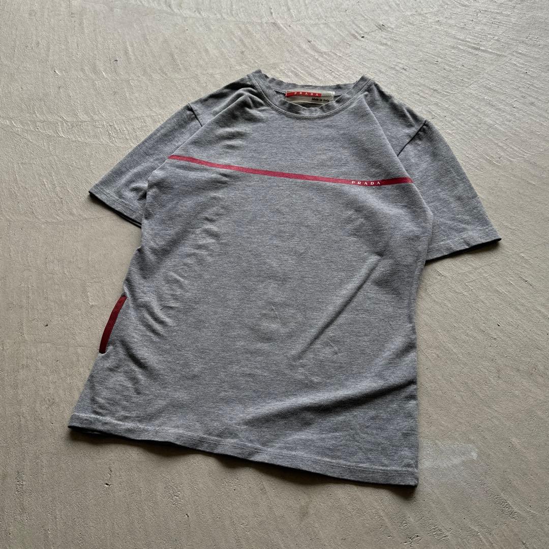 00s prada sport grey center line tee グレー