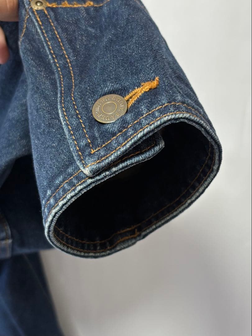 Eddie Bauer デニム カバーオール L ネイビー バンドカラー
