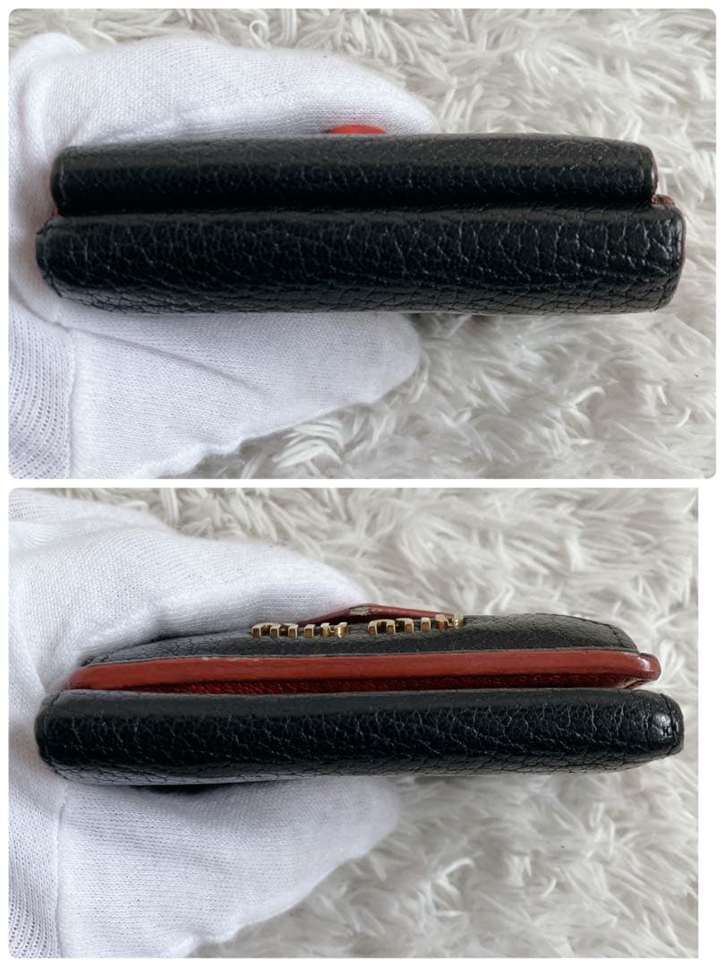 人気✨ミュウミュウ マドラスラブ レター型 ハート 折り財布 黒 ゴールド金具
