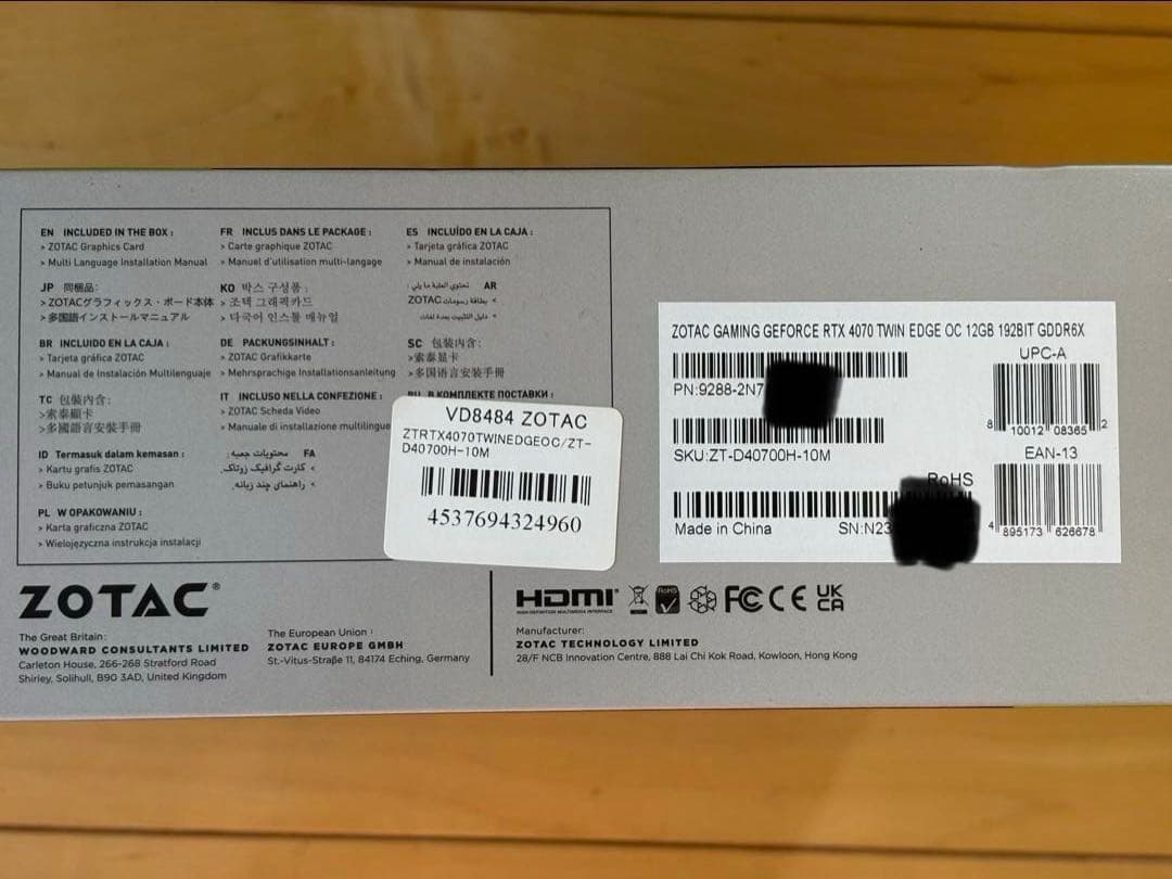 RTX4070 12GB ZOTAC グラフィックボード