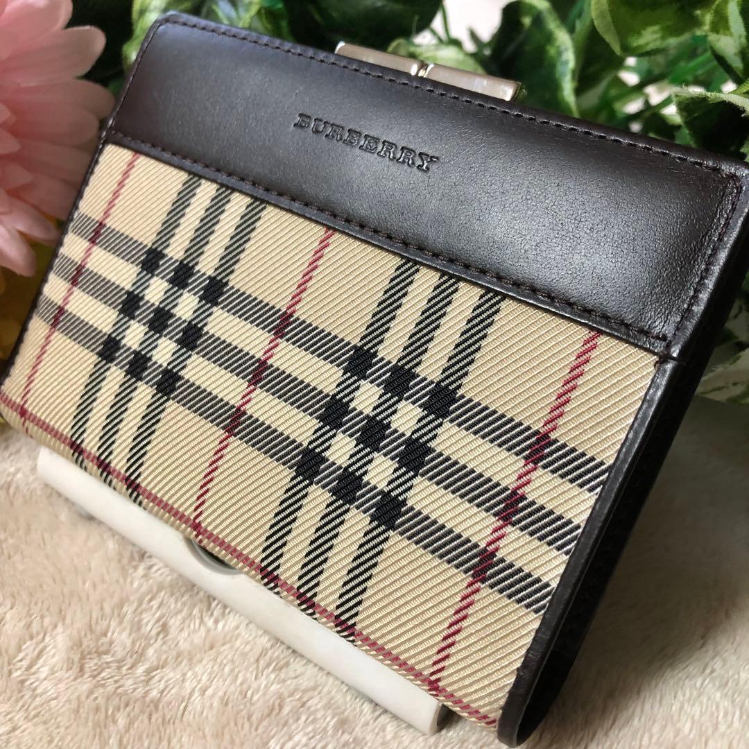 しーりー　未使用♡ バーバリー　がま口　二つ折り財布　ノバチェック
