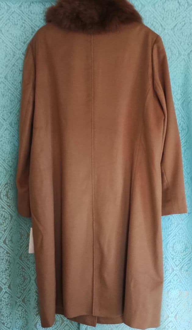 新品15ARサイズLABELDAウールカシミヤ混ブルーフォックスキャメルコート