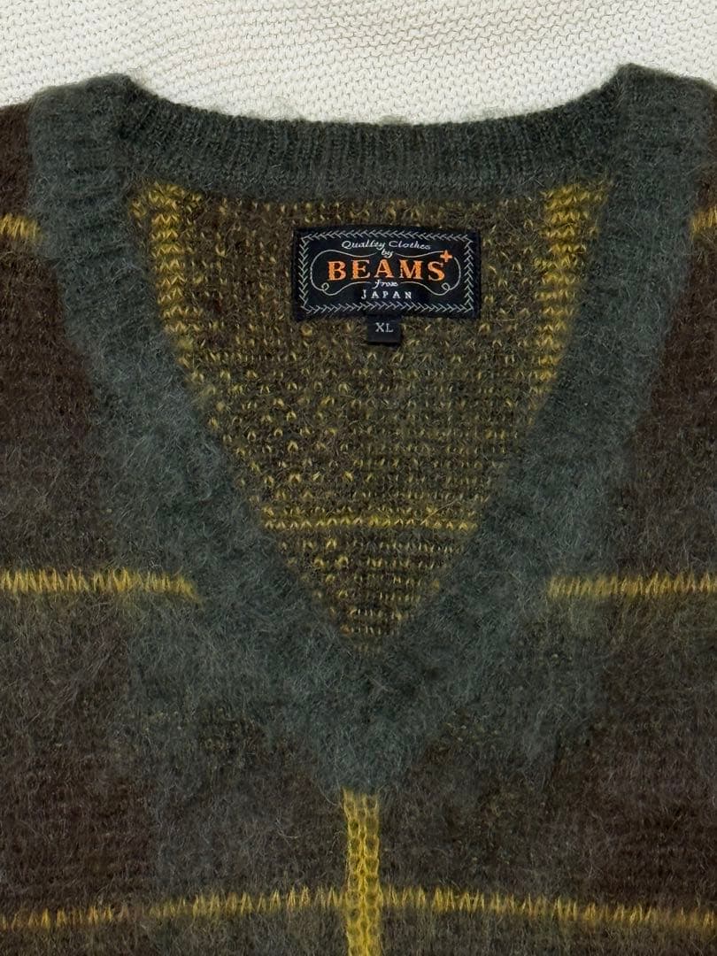 BEAMS PLUS モヘヤチェックベスト XL