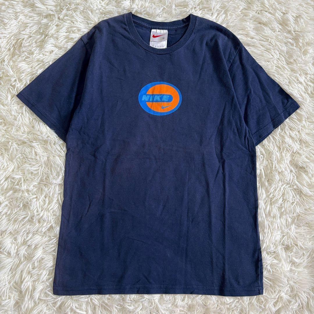 ナイキ Tシャツ ネイビー ロゴプリントデザイン コットン素材 半袖 B019