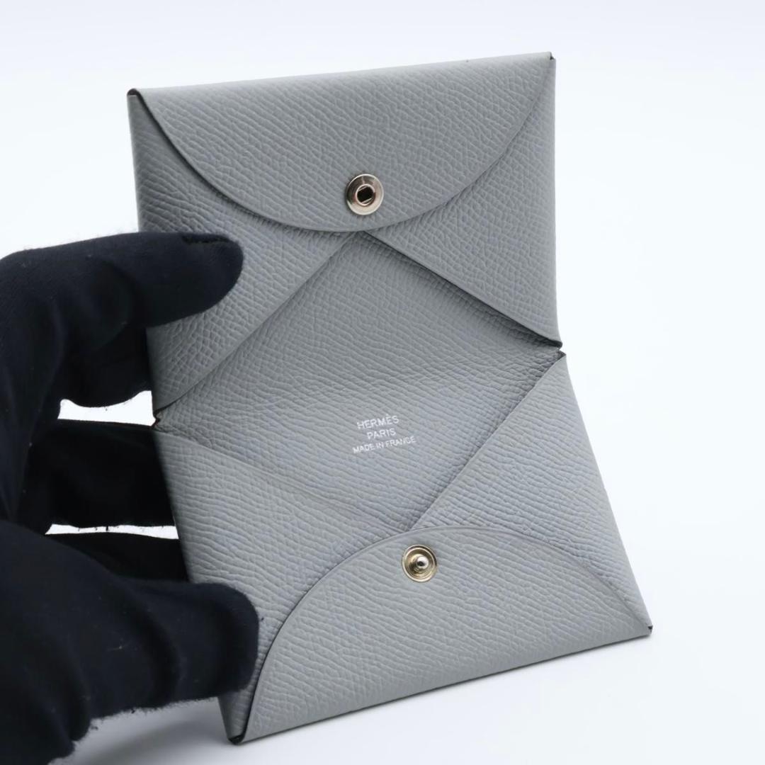 【超極美品】HERMES カルヴィ　名刺入れ　カードケース　エプソン　グレー