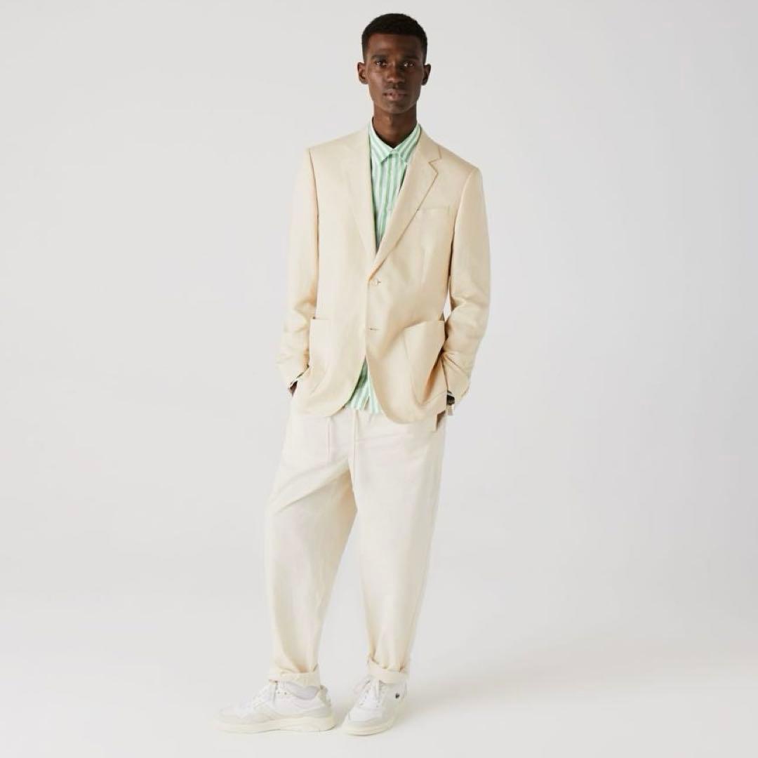 ラコステ　LACOSTE リネン混 スリムフィット テーラードジャケット L