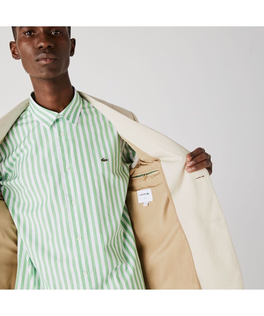 ラコステ　LACOSTE リネン混 スリムフィット テーラードジャケット L