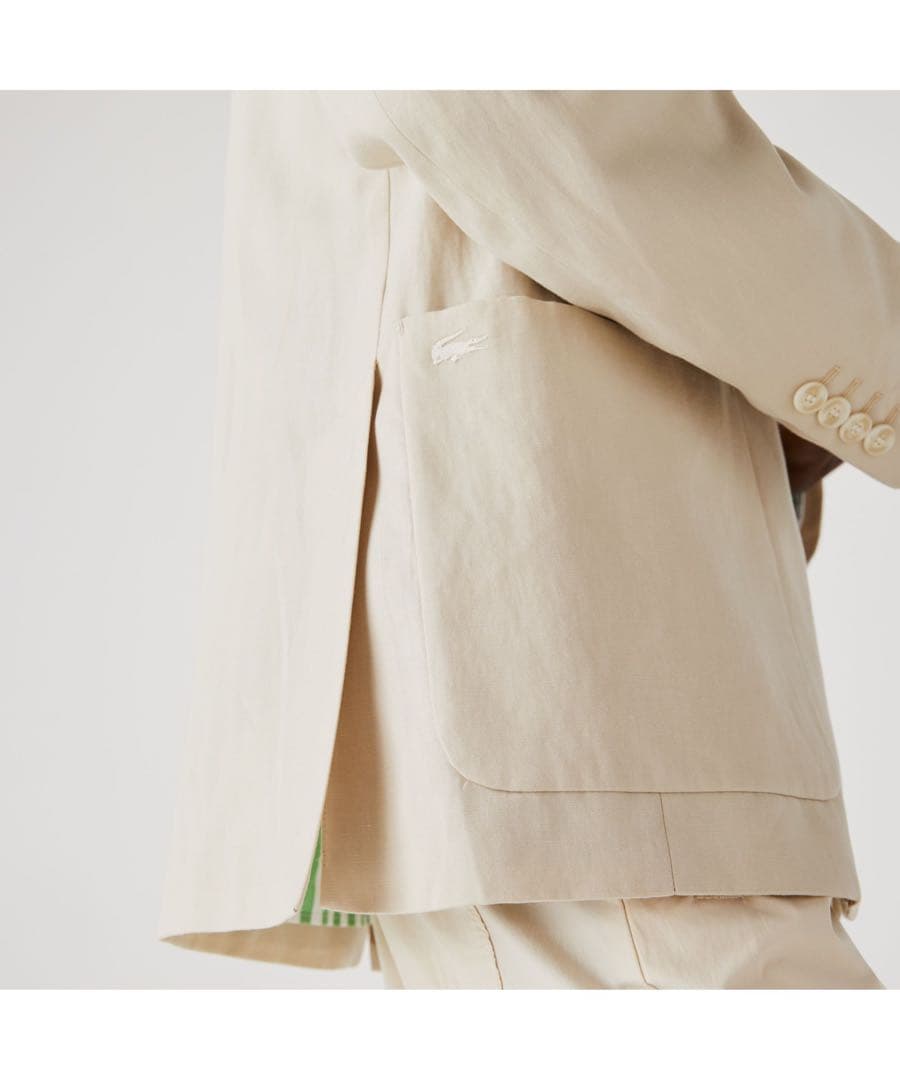 ラコステ　LACOSTE リネン混 スリムフィット テーラードジャケット L