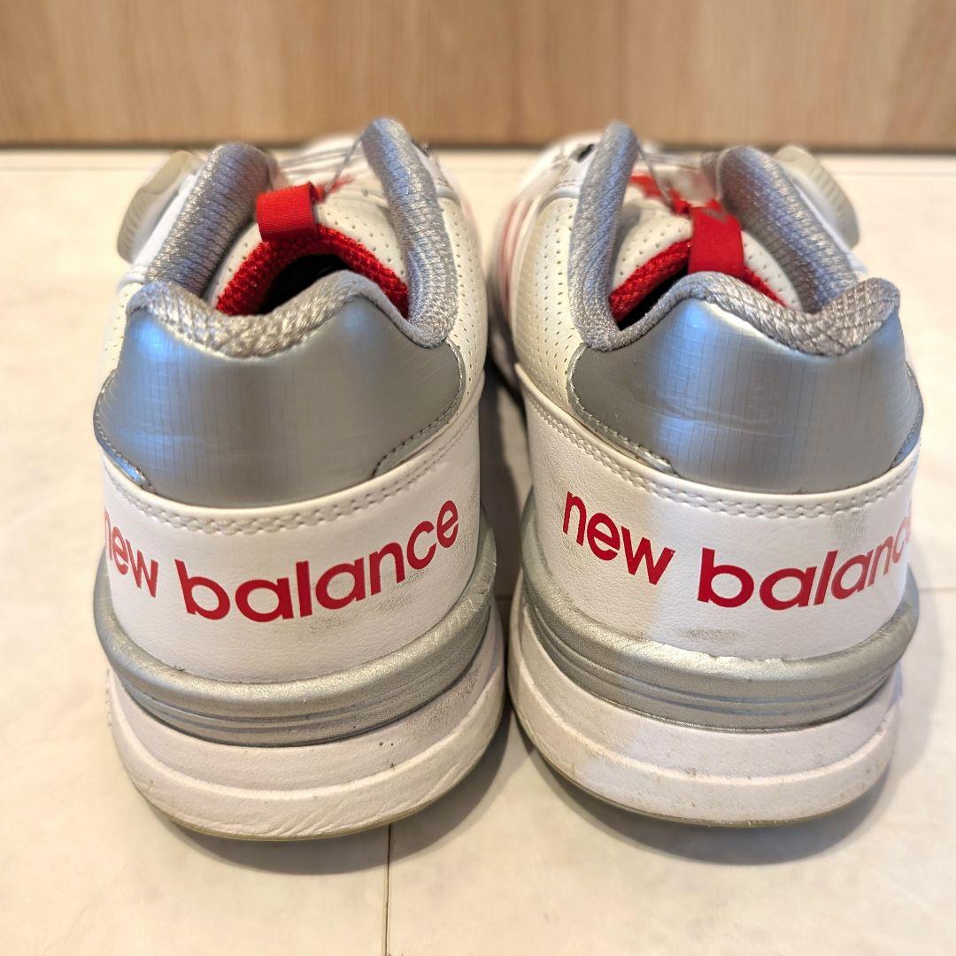New Balance ゴルフシューズ25cm ホワイト/レッド スパイク