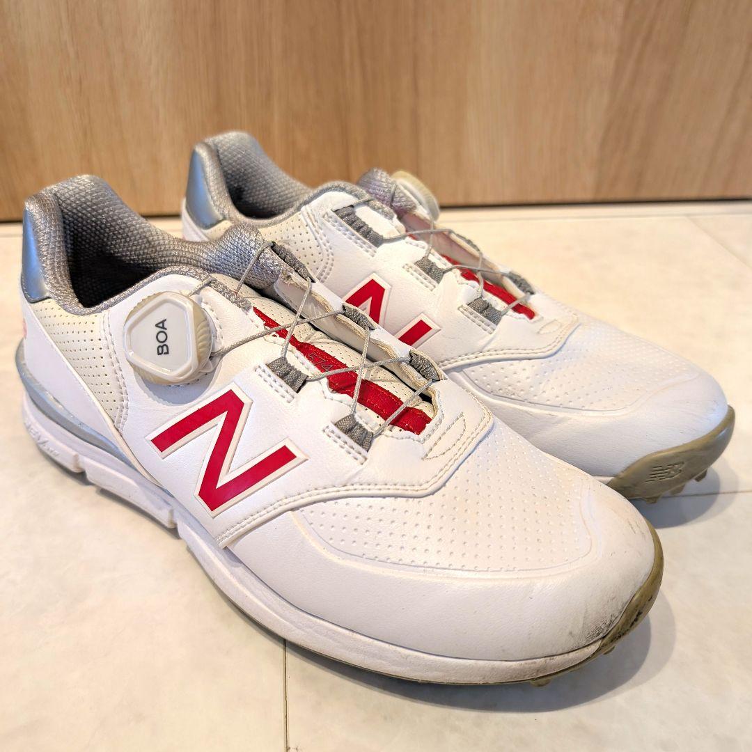 New Balance ゴルフシューズ25cm ホワイト/レッド スパイク
