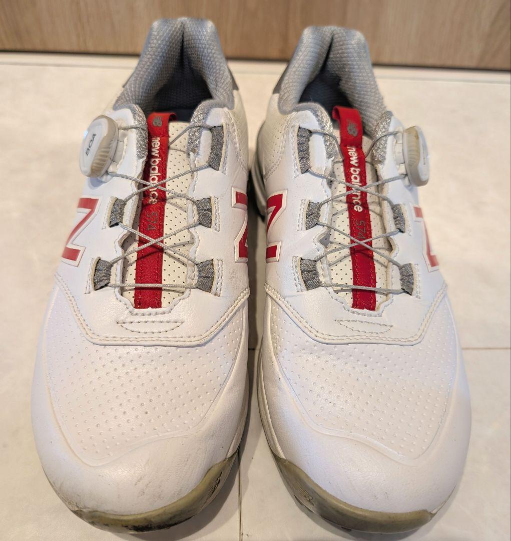 New Balance ゴルフシューズ25cm ホワイト/レッド スパイク