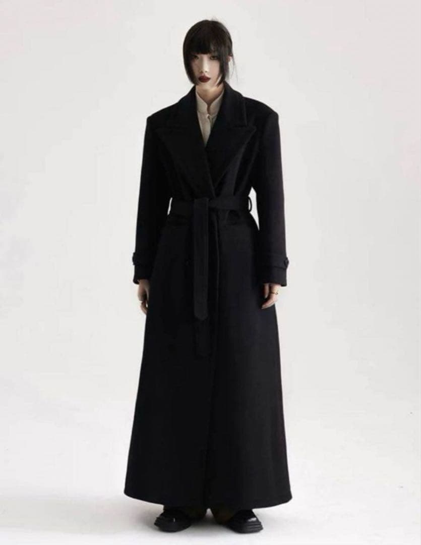 APOZi collection ダブルスーパーロングコート ブラック
