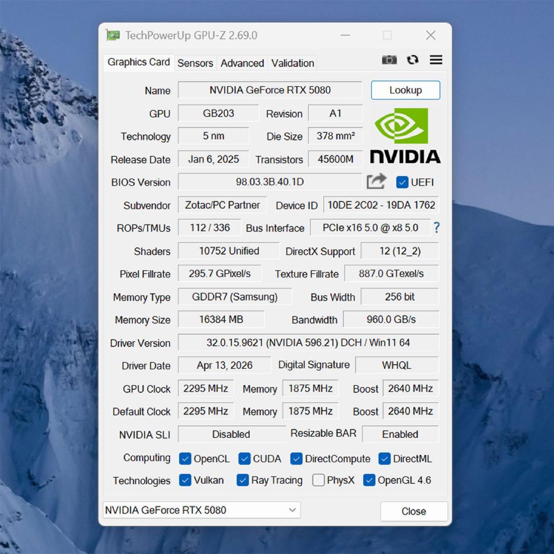 グラフィックボード・グラボ・ビデオカード ZOTAC GEFORCE RTX 5080 SOLID OC 16GB