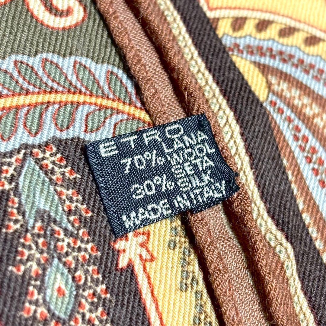 ETRO エトロ ストール ペイズリー柄 イタリア製 ブラウン 茶 黄色
