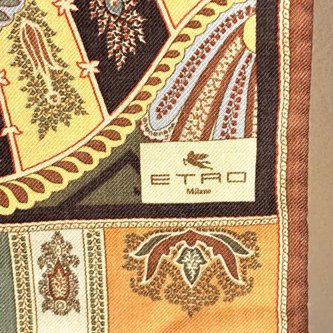 ETRO エトロ ストール ペイズリー柄 イタリア製 ブラウン 茶 黄色
