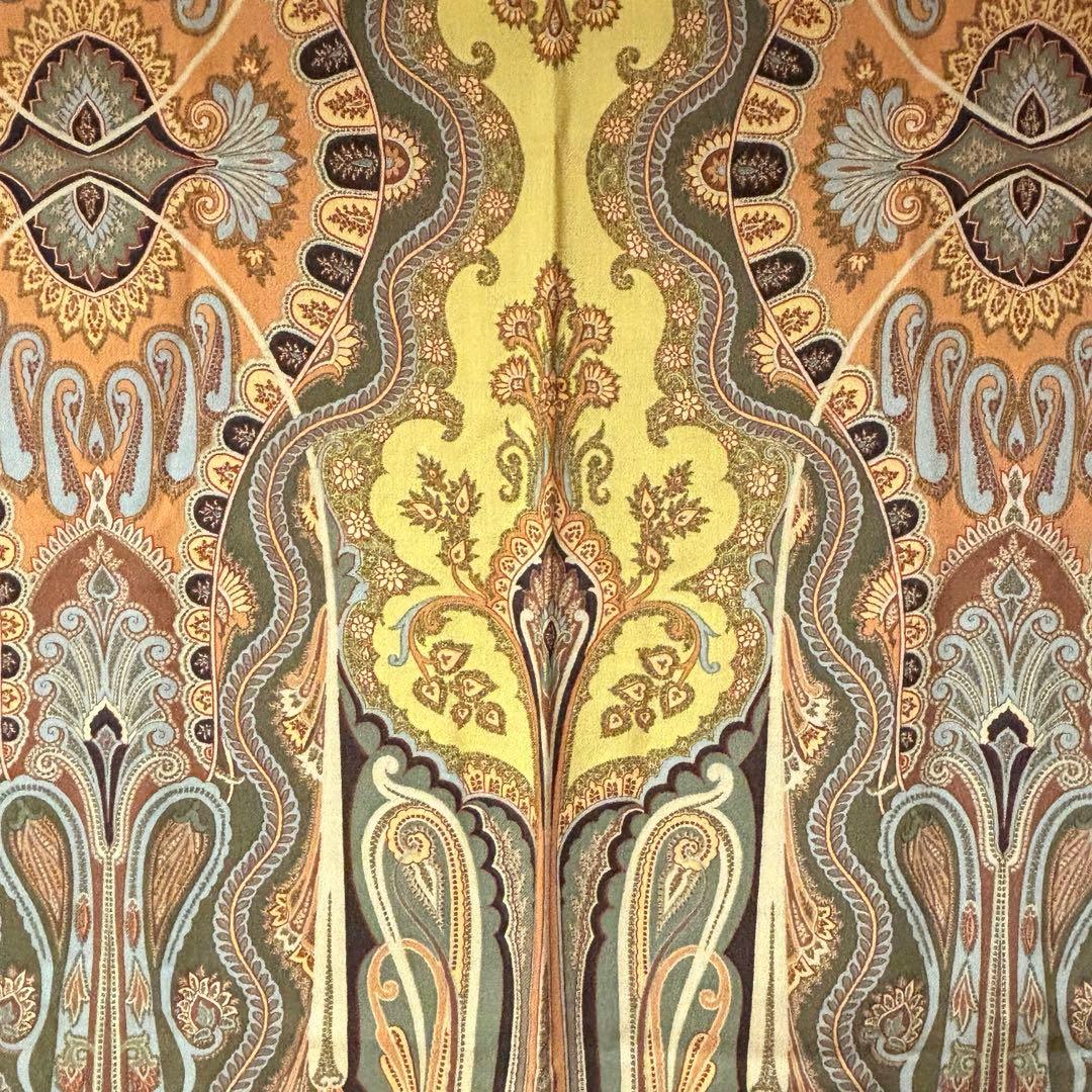 ETRO エトロ ストール ペイズリー柄 イタリア製 ブラウン 茶 黄色