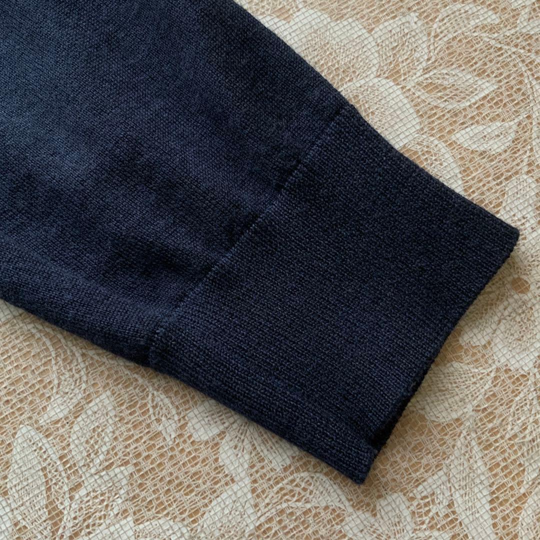 エスカーダ　春物　シルク×シルクウールニット　カーデガンLネイビー×ベージュ系