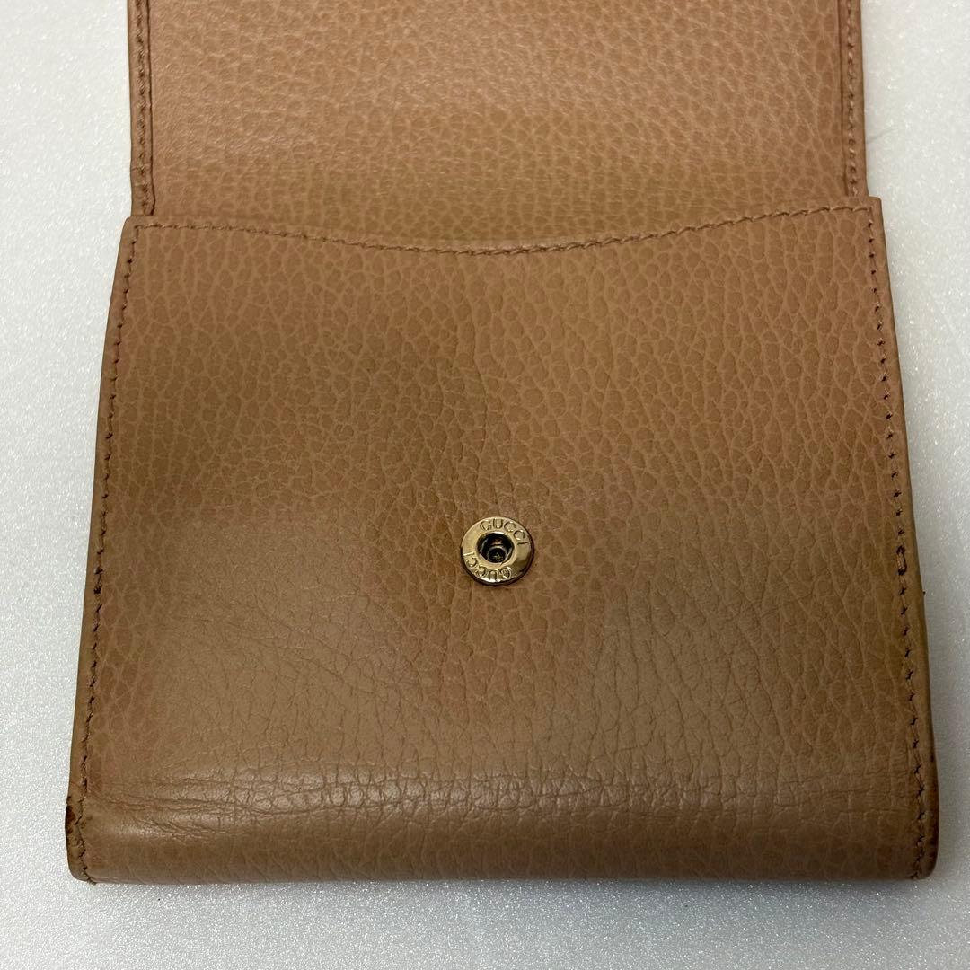 ✨極美品✨グッチ　二つ折り　インターロッキング　ゴールド金具　レザー　ベージュ