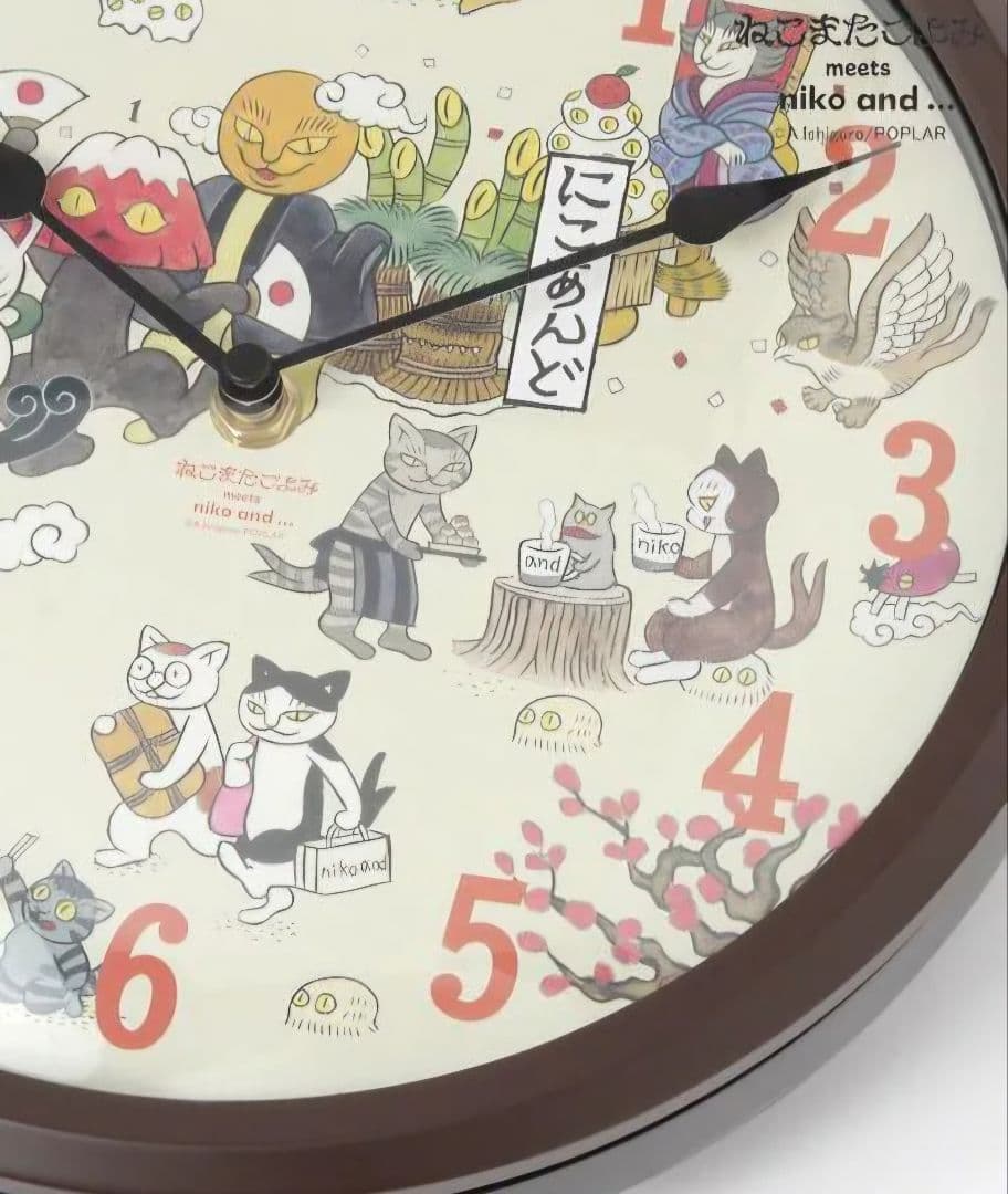 ねこまたごよみ　壁掛け時計　石黒亜矢子　ニコアンド