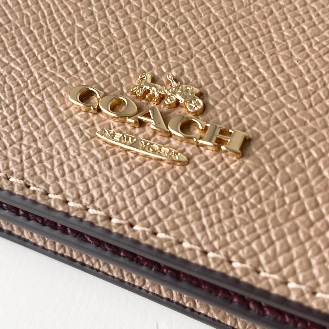 【極美品】COACH コーチ ビジネスカードケース 名刺入れ ベージュ レザー