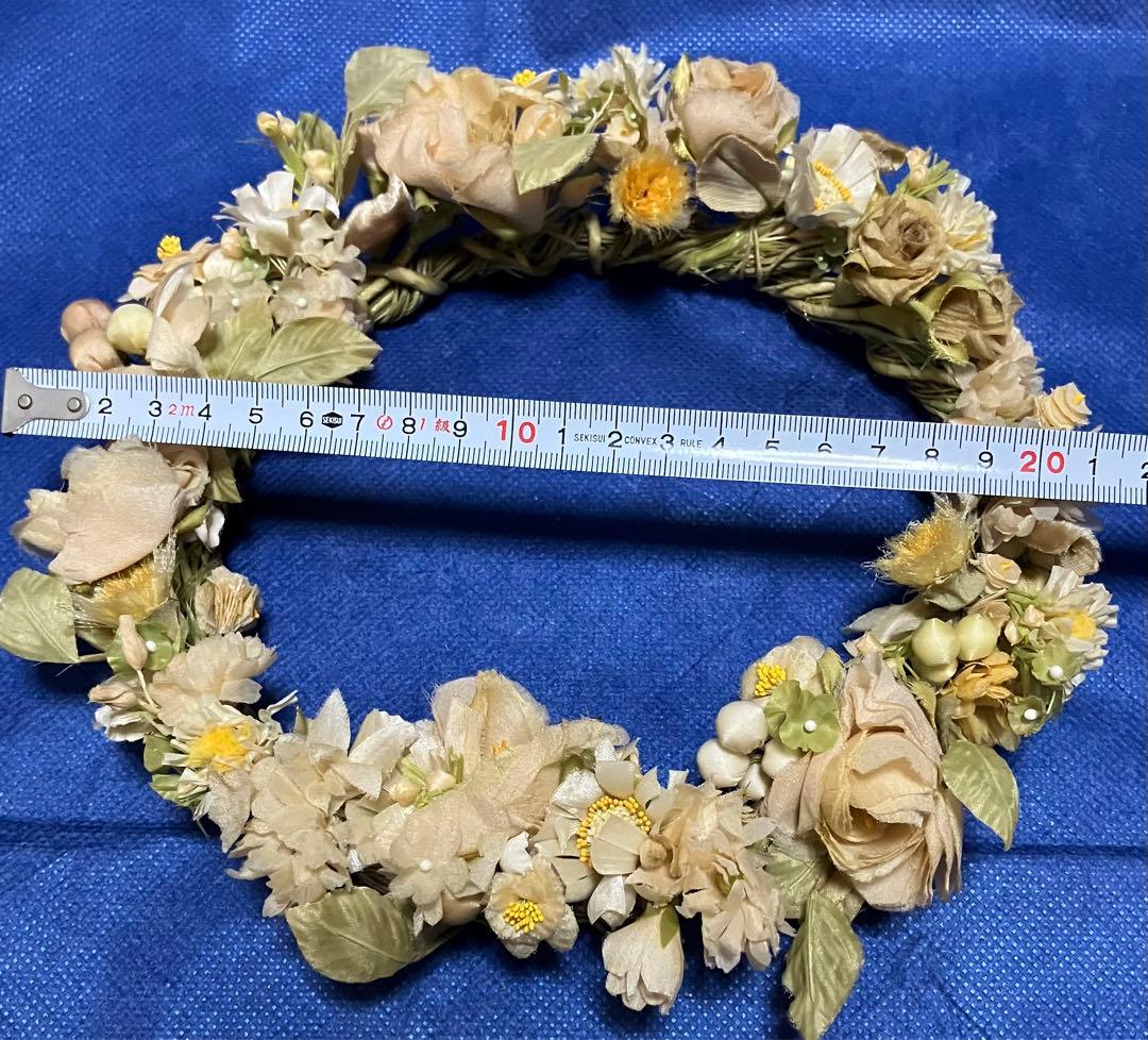 布花　染め花　アートフラワー　アンティーク風 　布花リースコサージュ3点セット