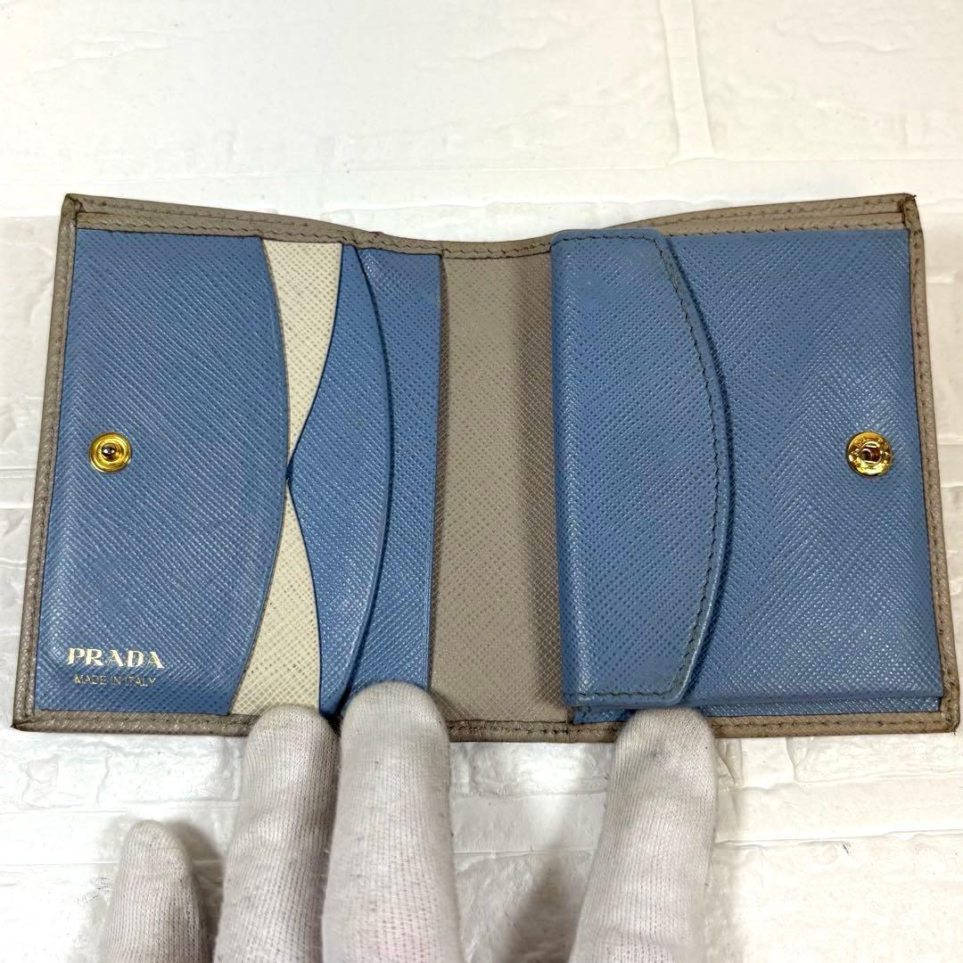 プラダ PRADA サフィアーノレザー 二つ折り財布 ベージュ