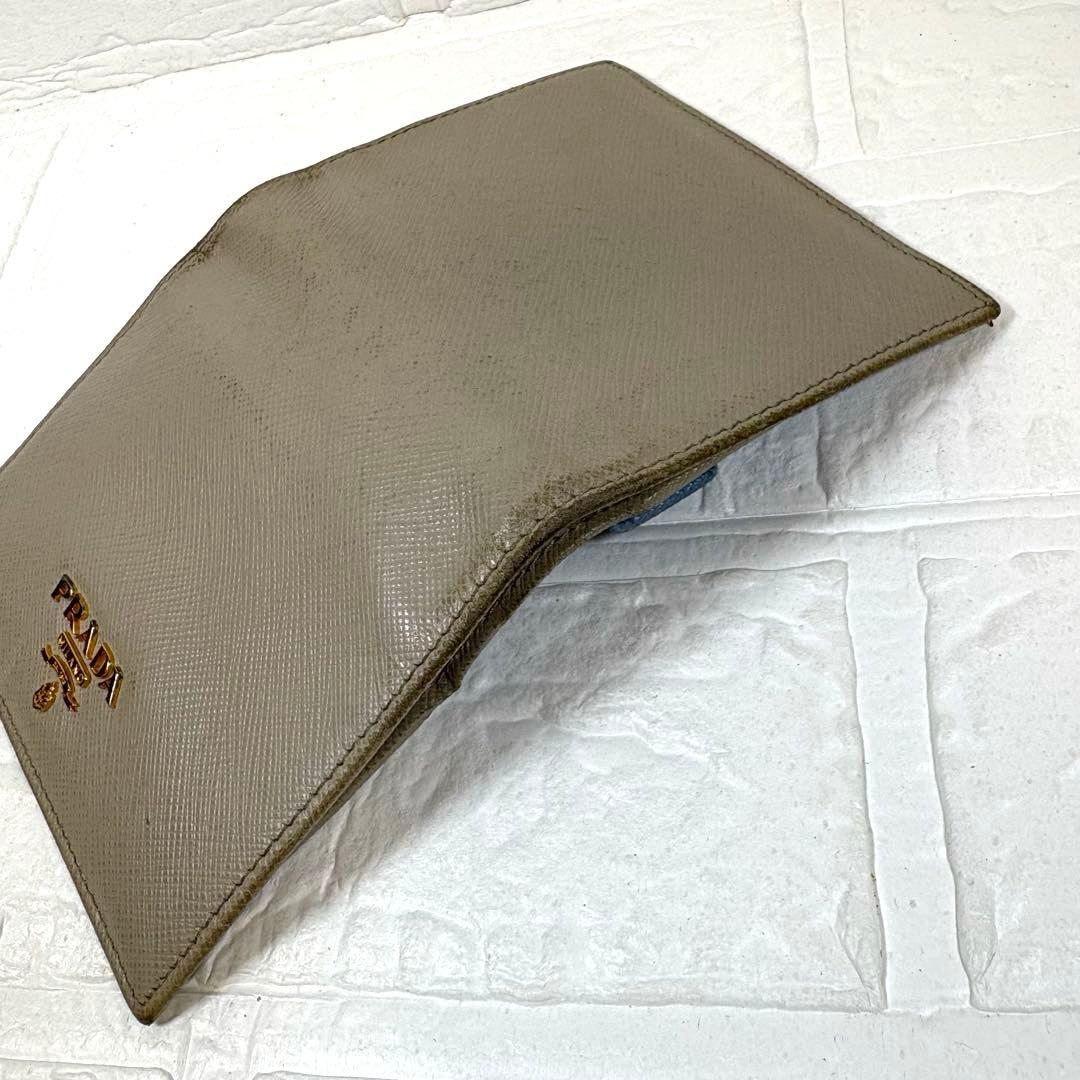 プラダ PRADA サフィアーノレザー 二つ折り財布 ベージュ