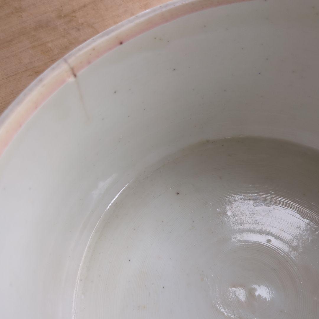 骨董 二段重箱 陶器 重箱 印判 物入れ アンティーク 扇面 丸紋 菓子器