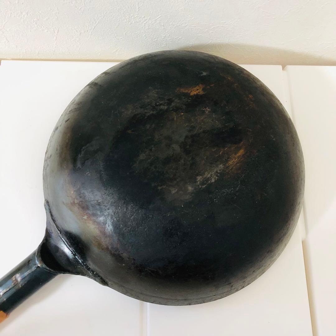 鉄製 中華鍋 木製ハンドル 30cm お玉付き