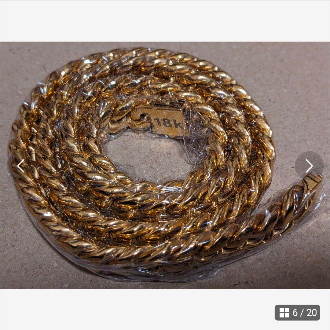 10mm 60cm 金ネックレス 18kゴールド ダブルセーフティ新品　弐