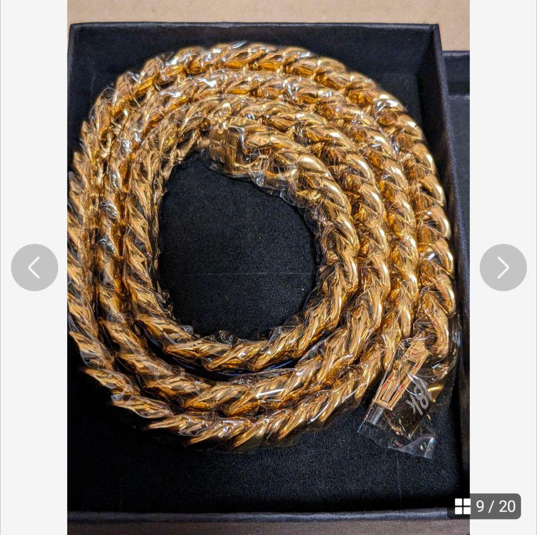 10mm 60cm 金ネックレス 18kゴールド ダブルセーフティ新品　弐