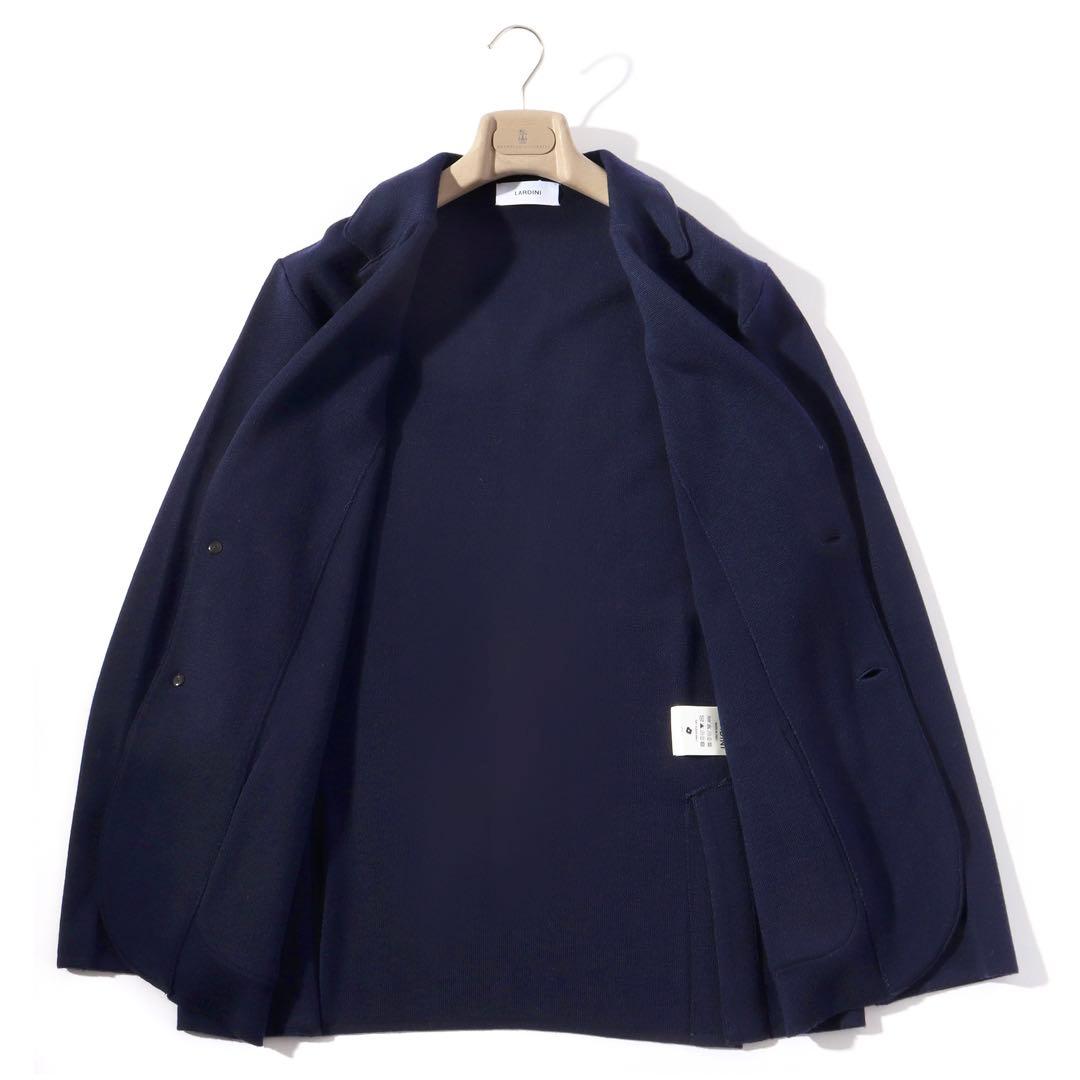 LARDINI ラルディーニ 美品 ニット テーラード ジャケット 紺ブレ XL