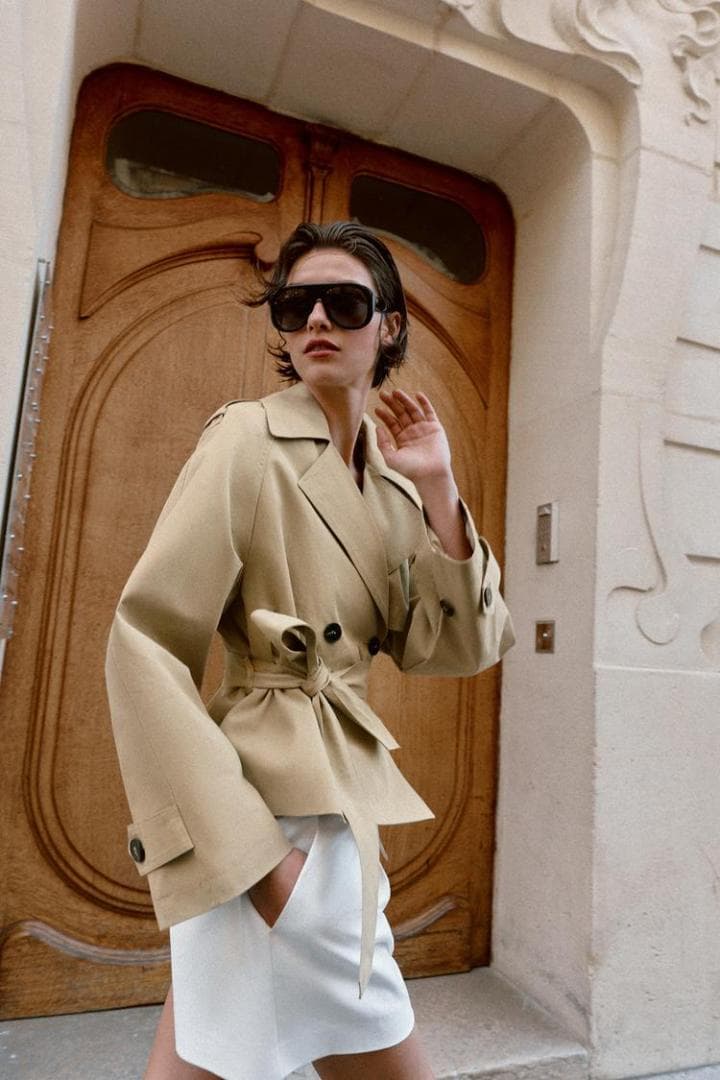 ZARA ショートトレンチコート ショルダーパッド付き S