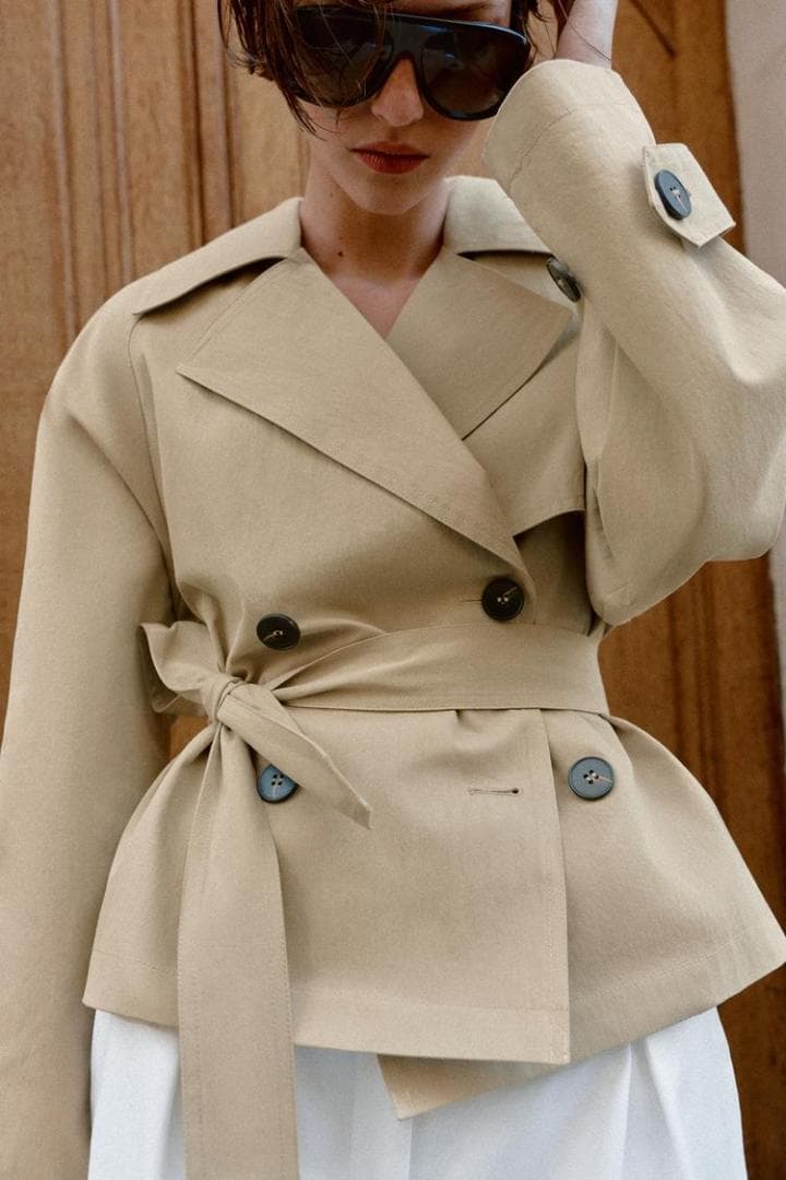 ZARA ショートトレンチコート ショルダーパッド付き S