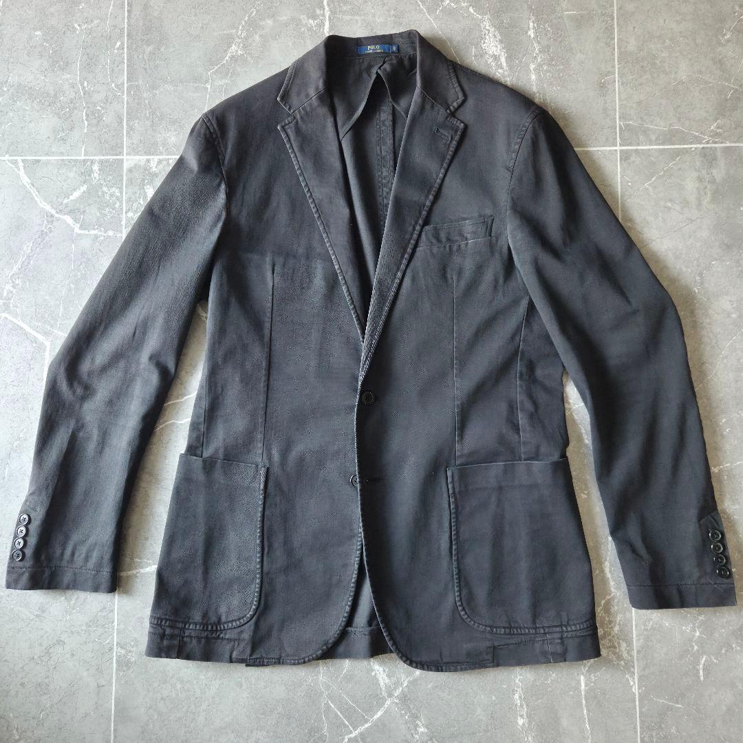 伊国製 POLO RALPH LAUREN ストレッチテーラードジャケット 墨黒