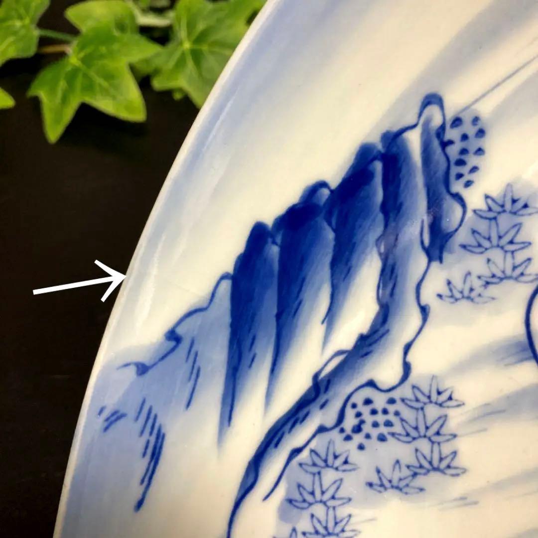骨董品　古伊万里焼　染付　鶴松竹梅　山水　大鉢　盛鉢　有田焼　明治時代