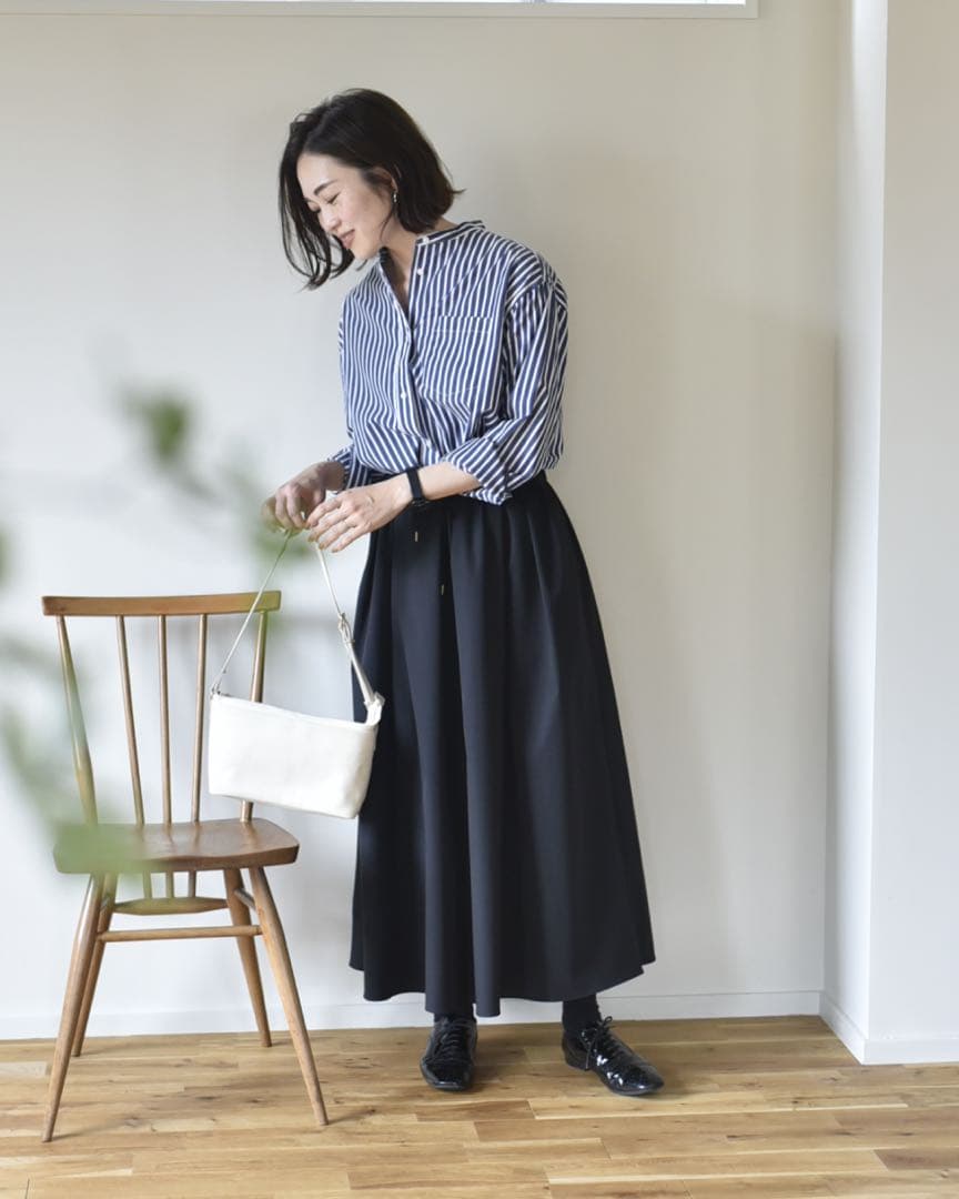 OUR アワホーム シワになりにくいスカート ブラック