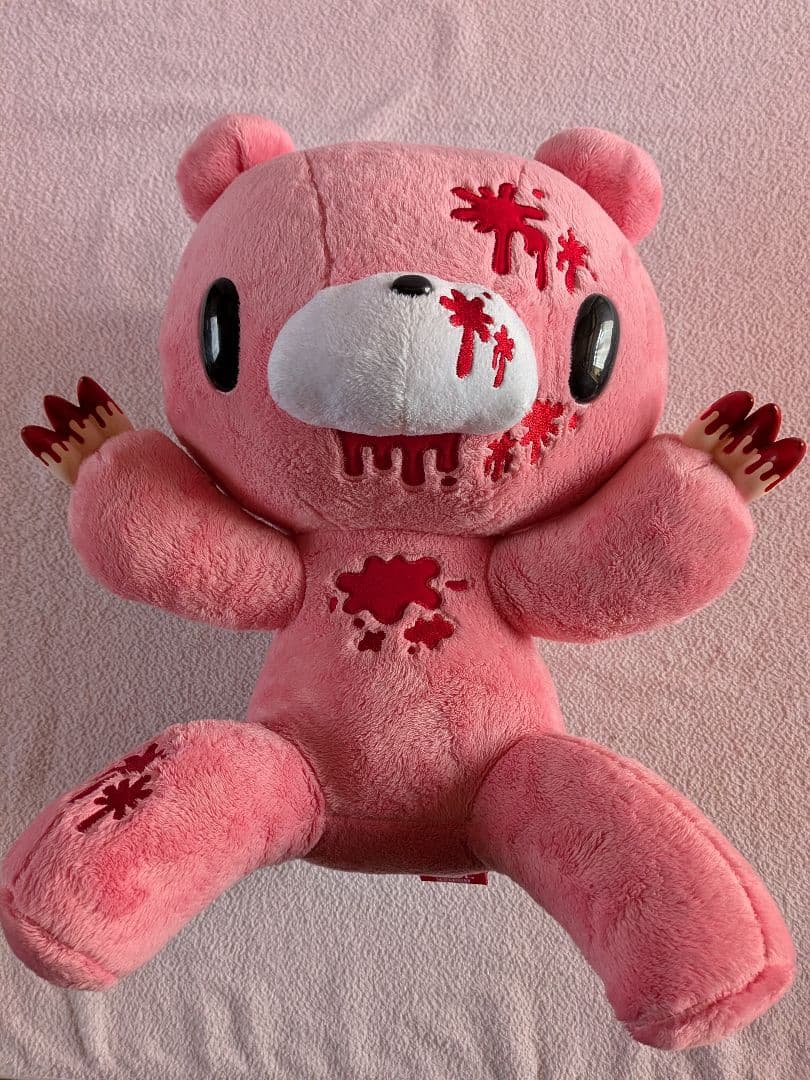 d*3様 グルーミー血痕付きピンククマぬいぐるみ超大型　お座り　ネンネ　ピンク