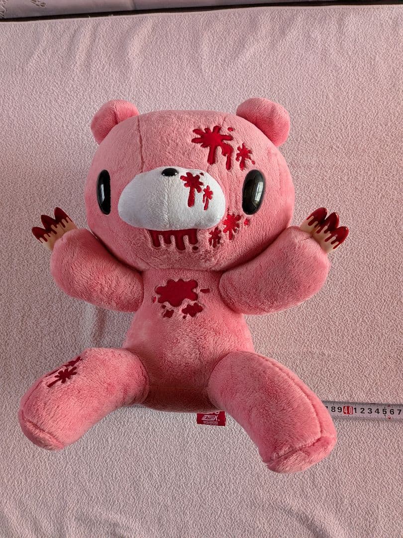 d*3様 グルーミー血痕付きピンククマぬいぐるみ超大型　お座り　ネンネ　ピンク