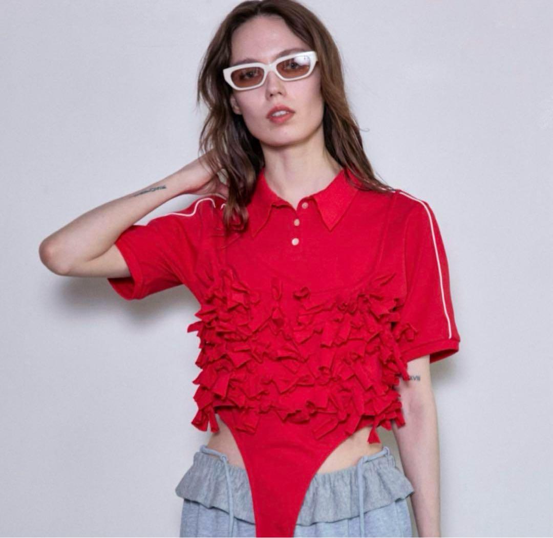 トップス maison special Ribbon Polo Bodysuit