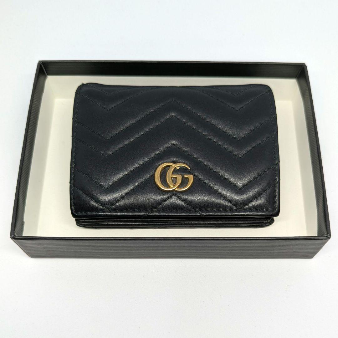 付属品✨️GUCCI 二つ折り財布 キルティング マーモントGG レザー 黒