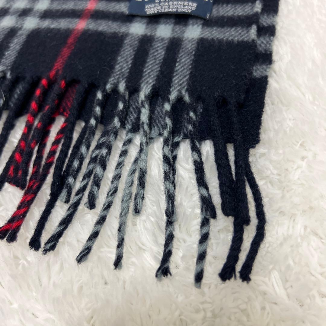 BURBERRY LONDON カシミヤ100% マフラー　イギリス製　紺