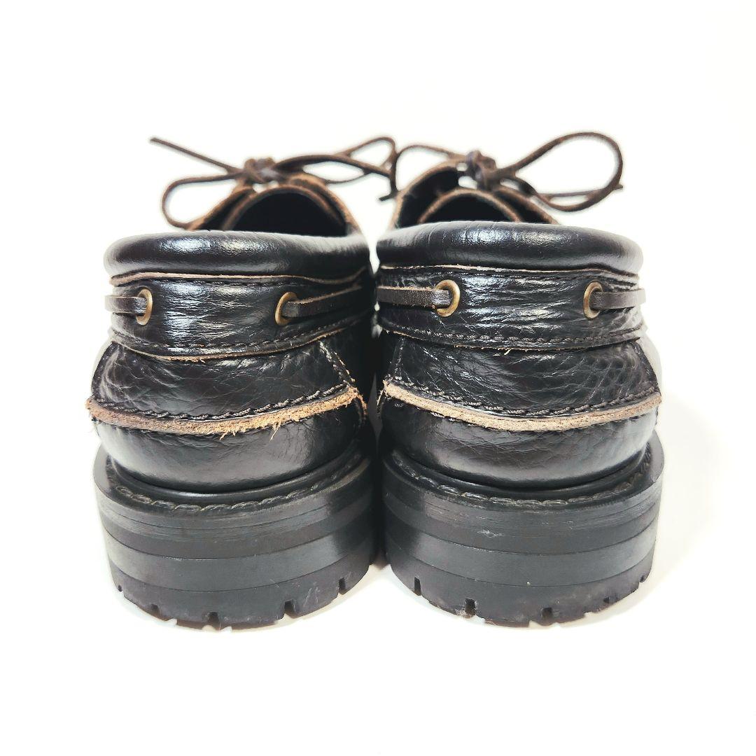 ZARA レザー モカシン デッキシューズ シボ革 レースアップ 濃茶 41