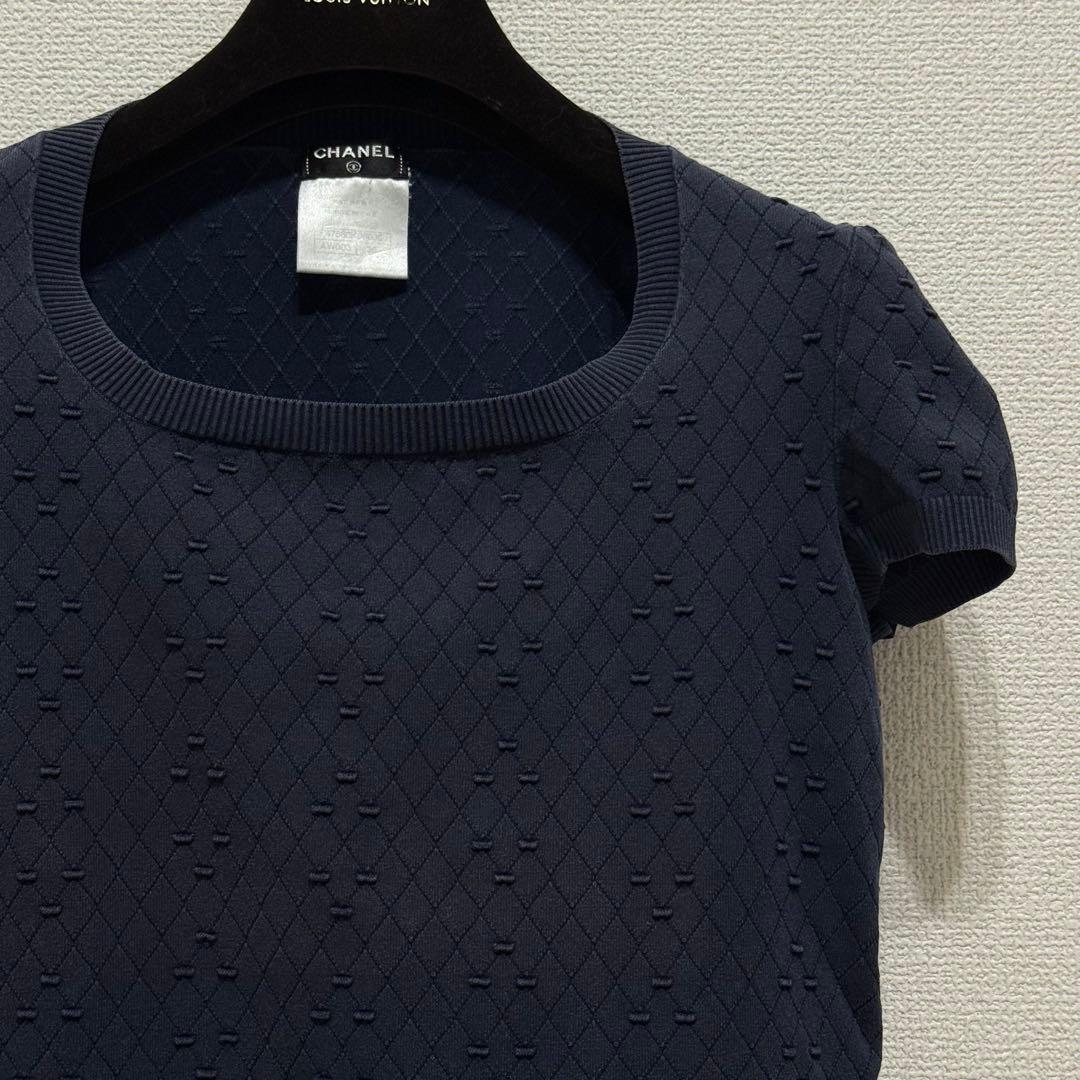 chanel マトラッセ Tシャツ ココマーク 金具 ネイビー ニット