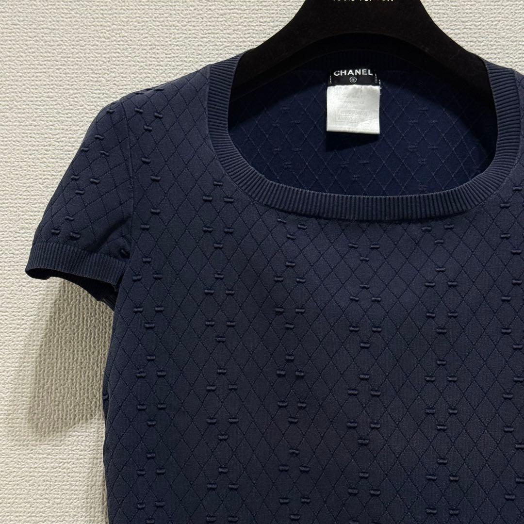 chanel マトラッセ Tシャツ ココマーク 金具 ネイビー ニット