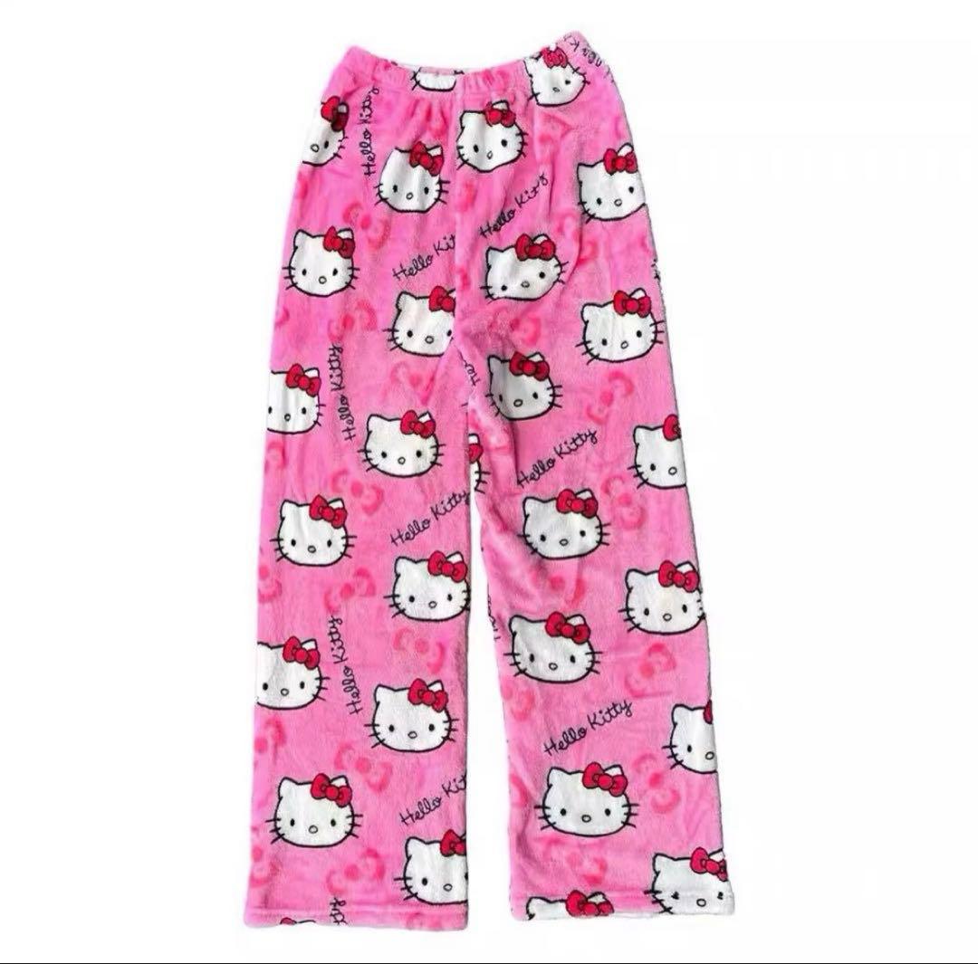 最安値❣️ハローキティ フリース パジャマパンツ キティちゃんズボン　XL