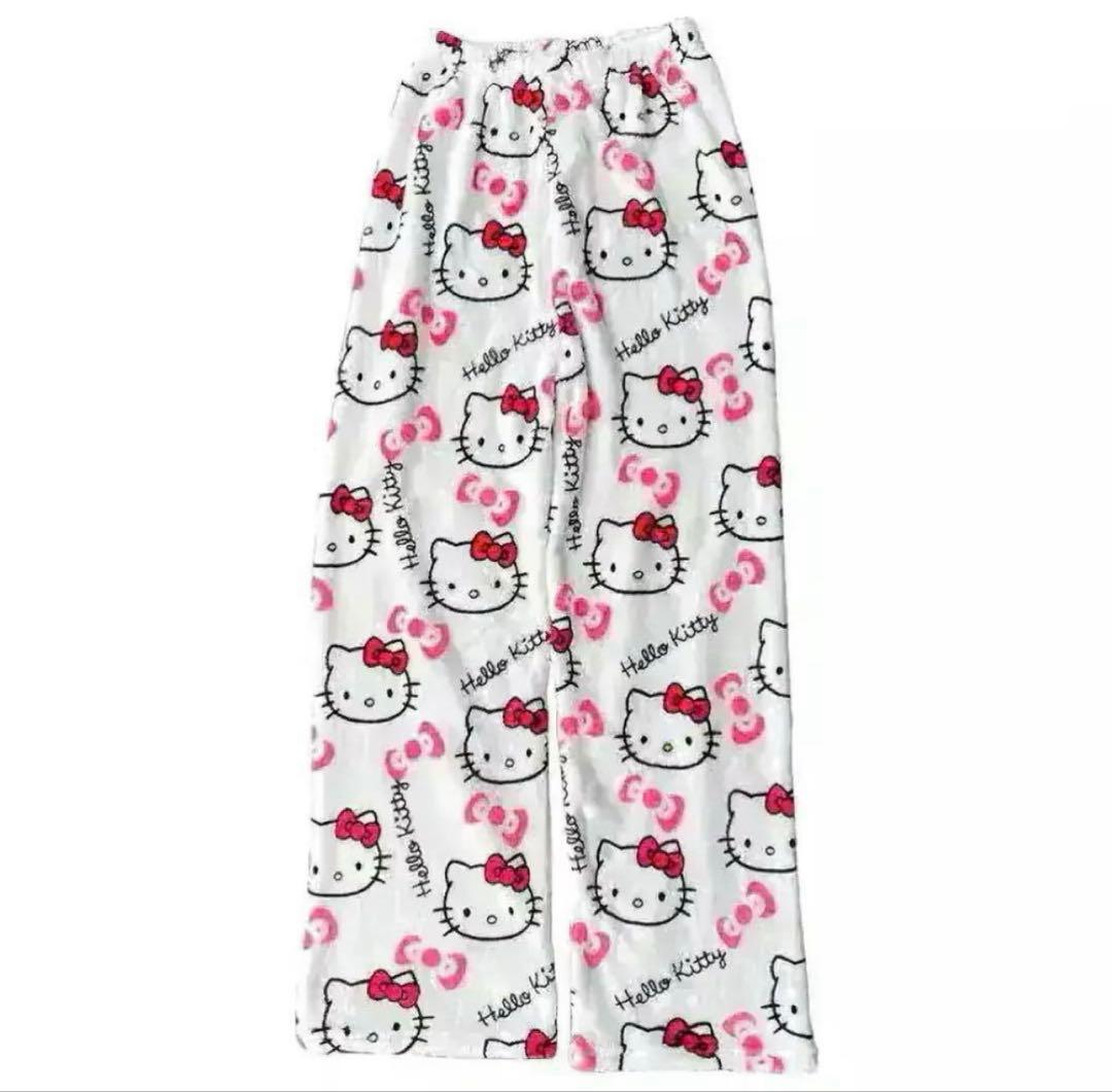 最安値❣️ハローキティ フリース パジャマパンツ キティちゃんズボン　XL